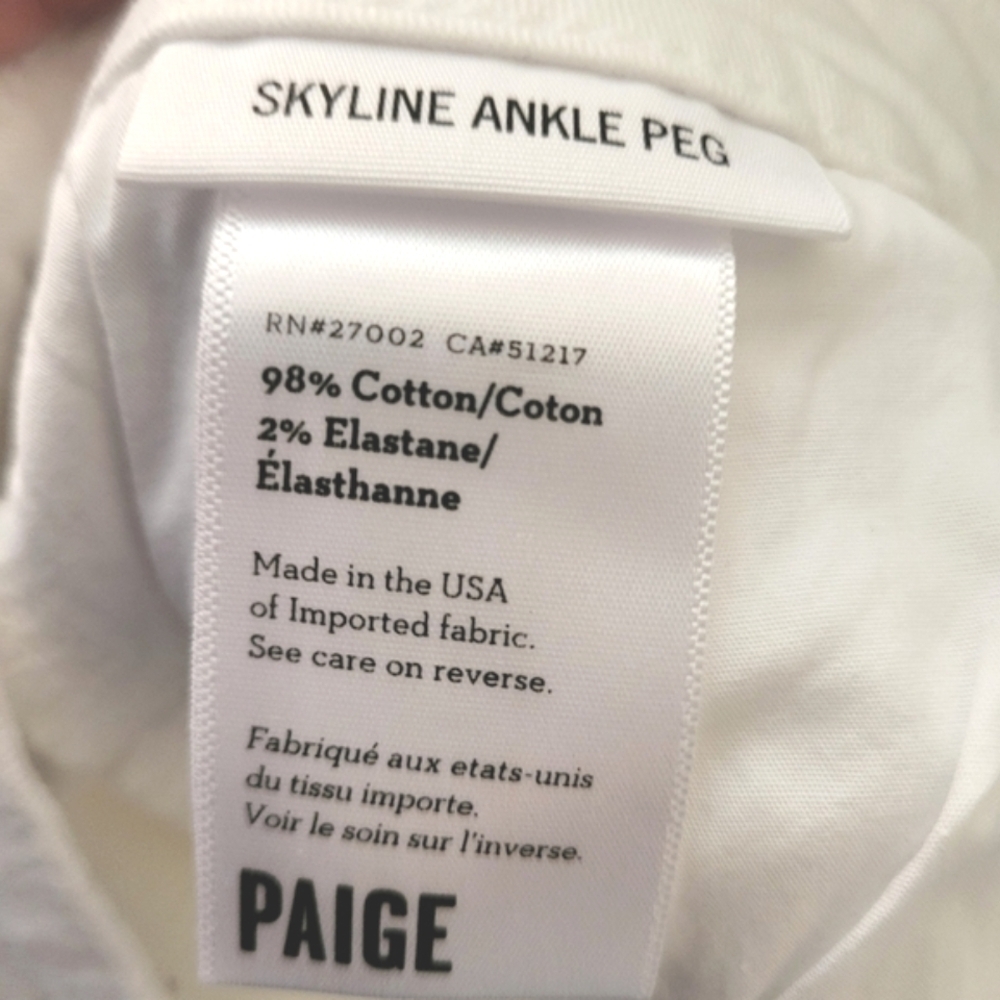 PAIGE Crisp White Skyline Ankle Peg Jeans - Size 30 - Picture 6 of 6